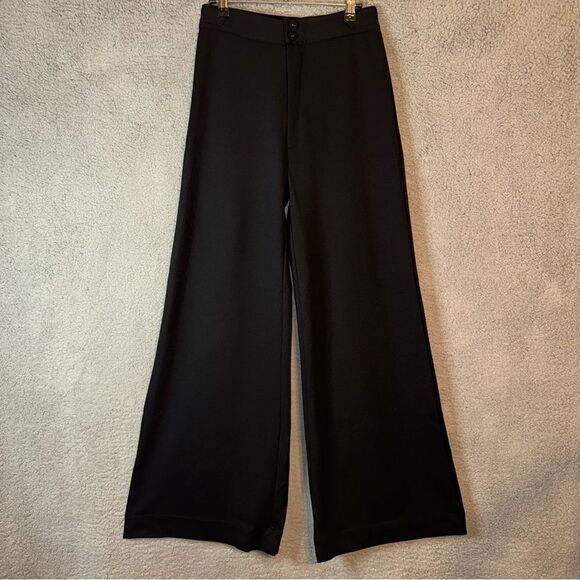 Suzie Kondi Pants Women's Small Black High Waist Boot Cut Ponte Wide Leg - Picture 4 of 9